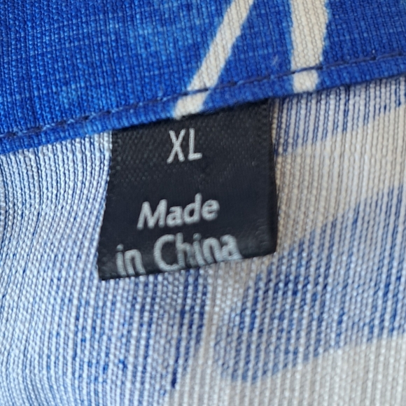 Mlle Gabrielle Blue and White Leaf-Print Shirt Dress - Picture 11 of 11